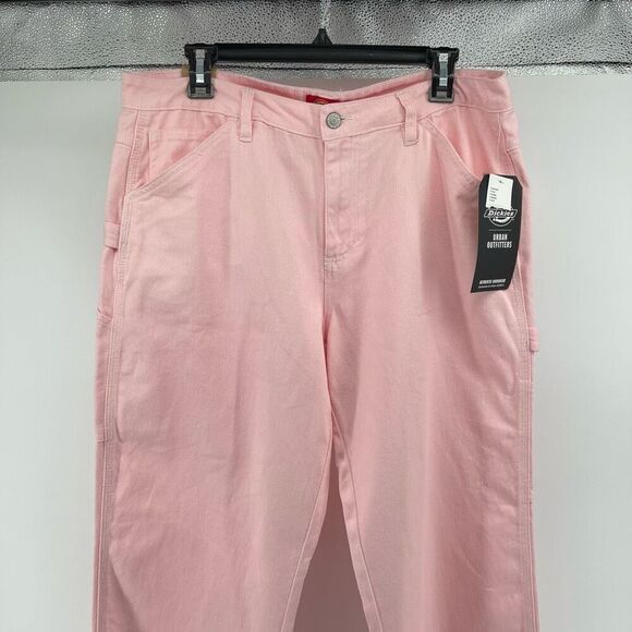 Dickies Urban Outfitters Pink High Rise Carpenter Jeans Twill Relaxed Fit 15/32 - Picture 4 of 13